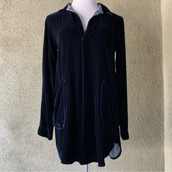 “CP Shades” Teton Dark Navy Velvet Tunic NWT $256 size XS - Picture 2 of 12